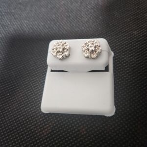 Dazzling Silver Floral Cluster Earrings